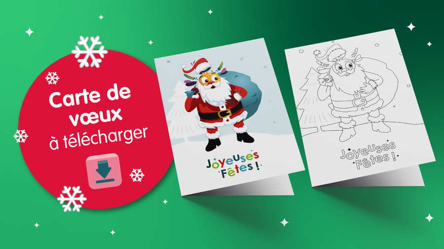 Carte de vœux des Fêtes à imprimer et à colorier