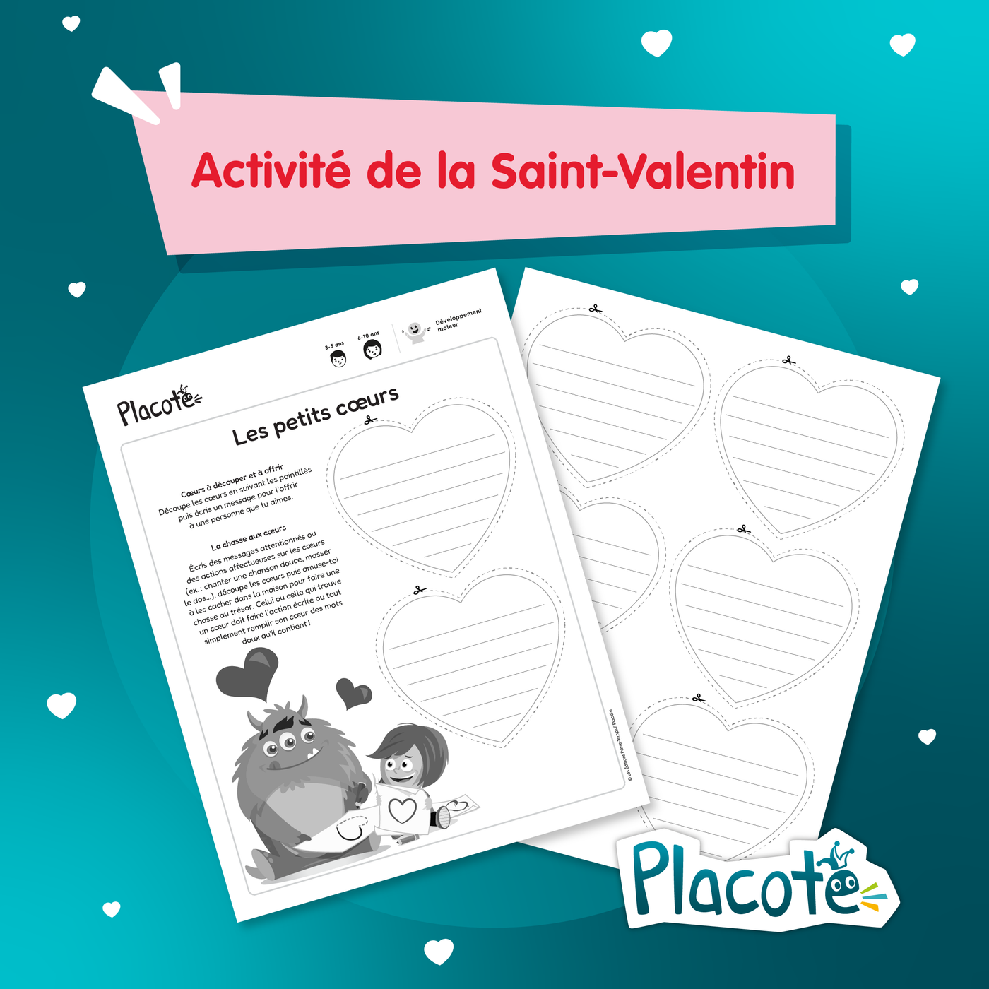 Cœurs à personnaliser et à découper - Saint-Valentin 2024