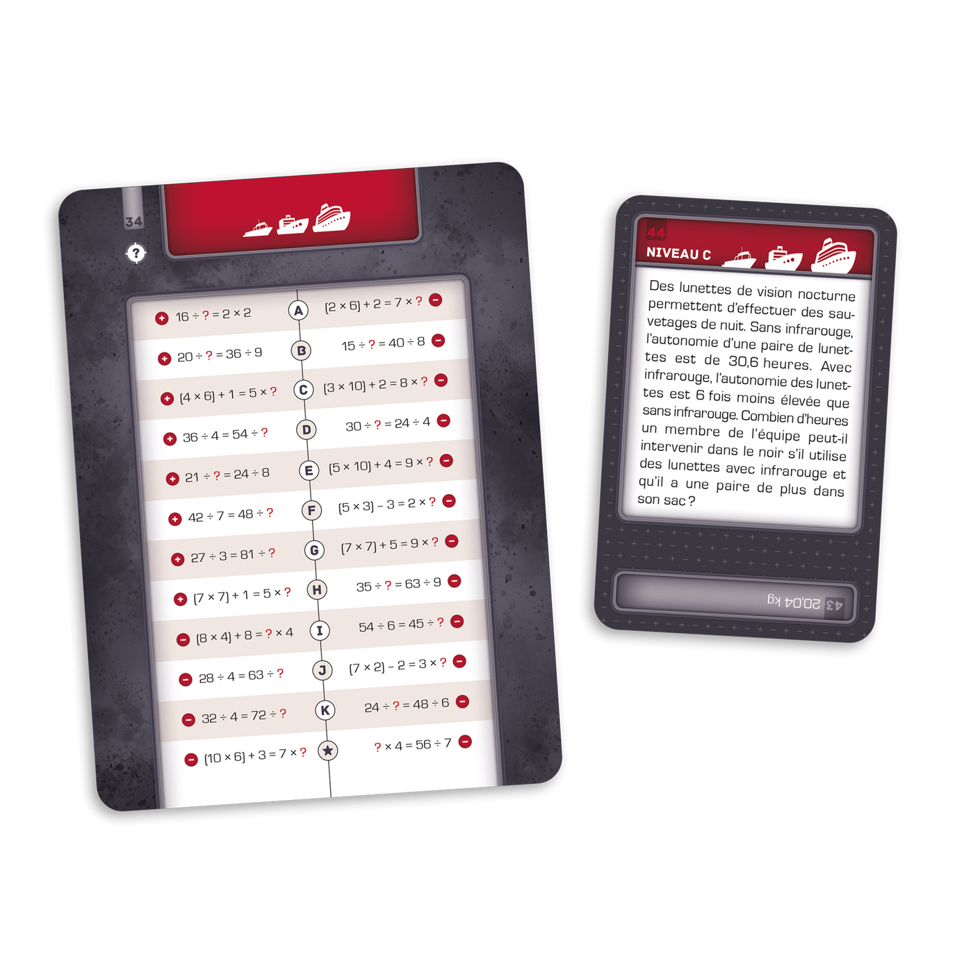 Opération sauvetage - Exemple de carte-trajet et de carte-sauvetage du niveau C (rouge)