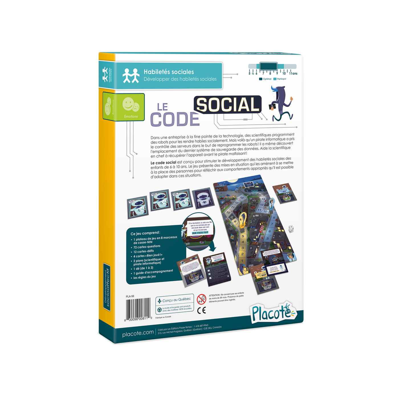 Le code social - Dos de la boite du jeu, donnant la description et diverses informations à propos du jeu
